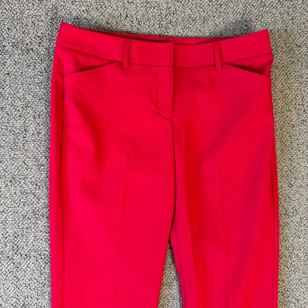 Express Red Editor Studio Stretch Twill Mid Rise Workwear Trousers US Womens 4R - Picture 4 of 8